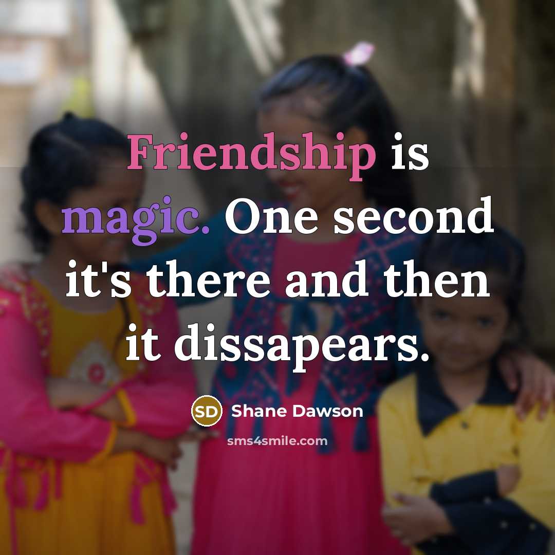 “Friendship is magic. One second it's there and then it dissapears.” quote by Shane Dawson
