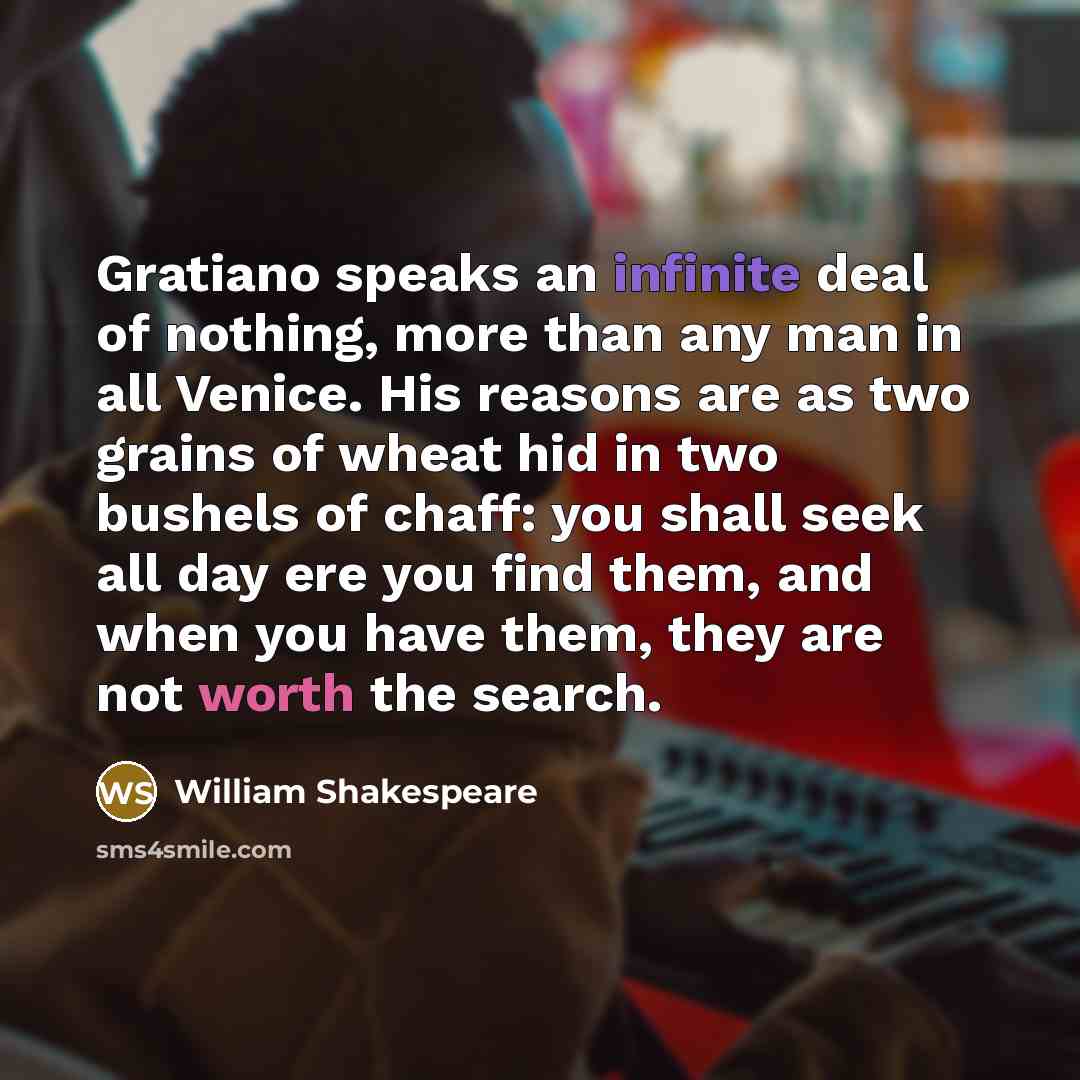 “Gratiano speaks an infinite deal of nothing, more than any…” quote by William Shakespeare