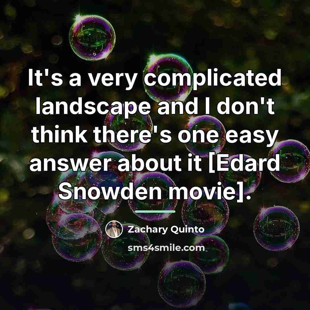 “It's a very complicated landscape and I don't think there's…” quote by Zachary Quinto