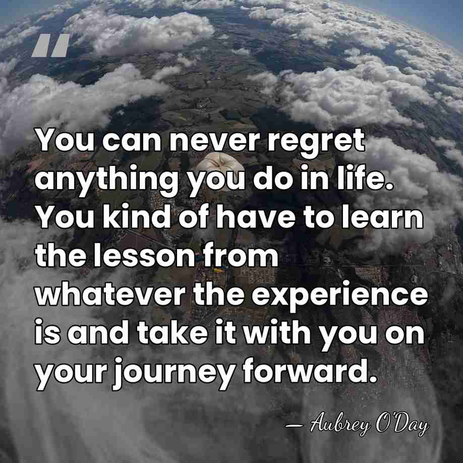You can never regret anything you do in life. You kind of&hellip; - Aubrey O'Day