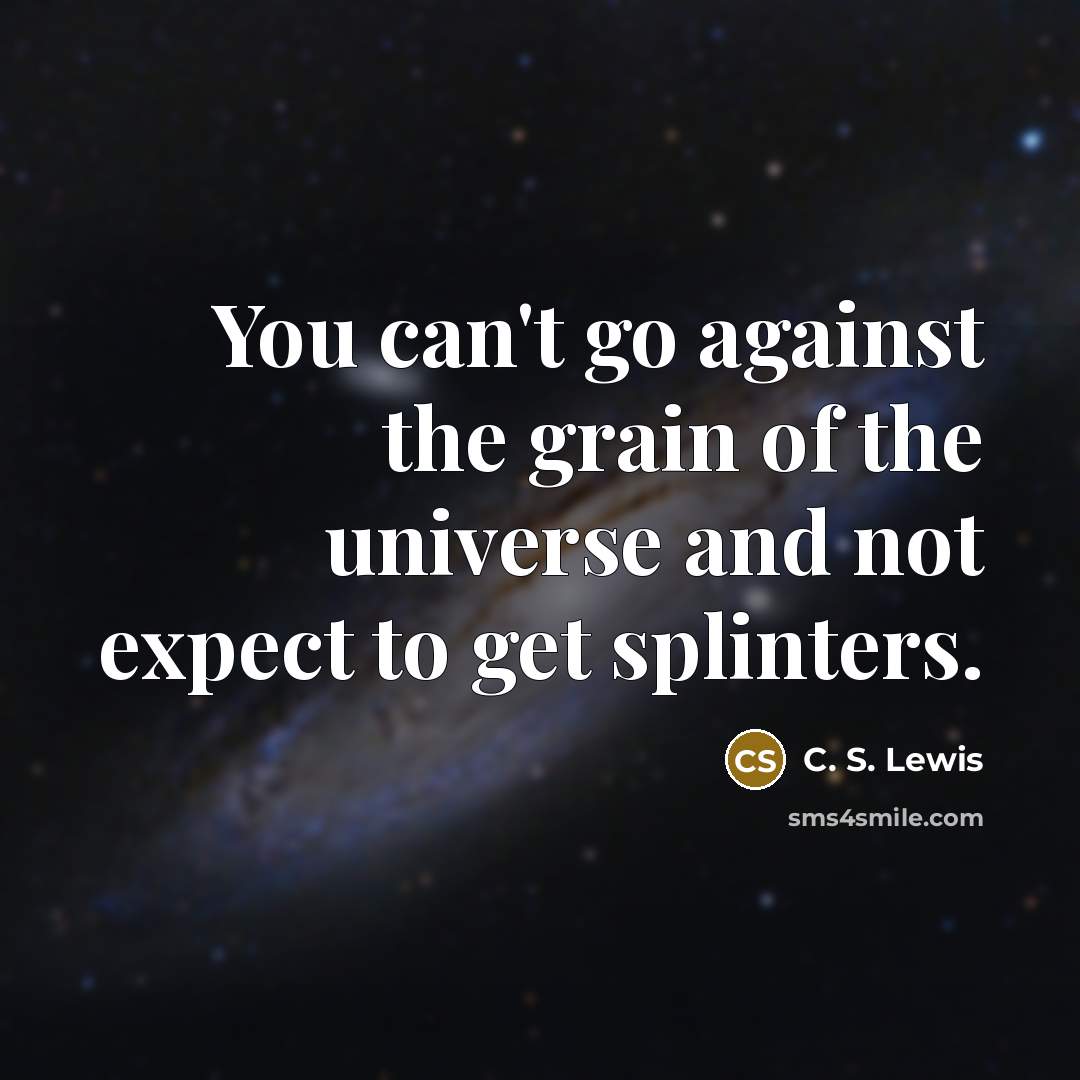 “You can't go against the grain of the universe and…” quote by C. S. Lewis