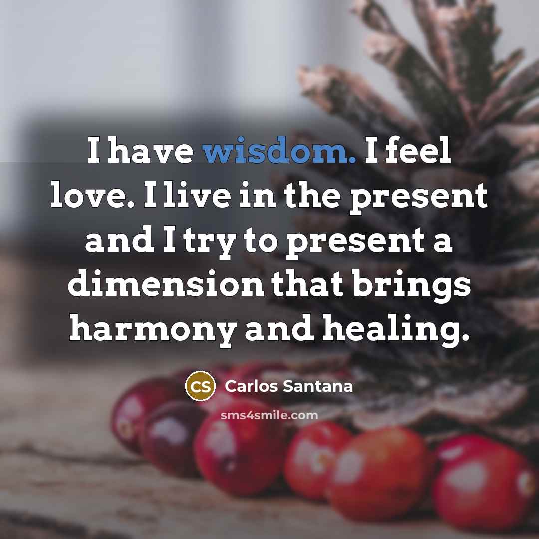 “I have wisdom. I feel love. I live in the…” quote by Carlos Santana