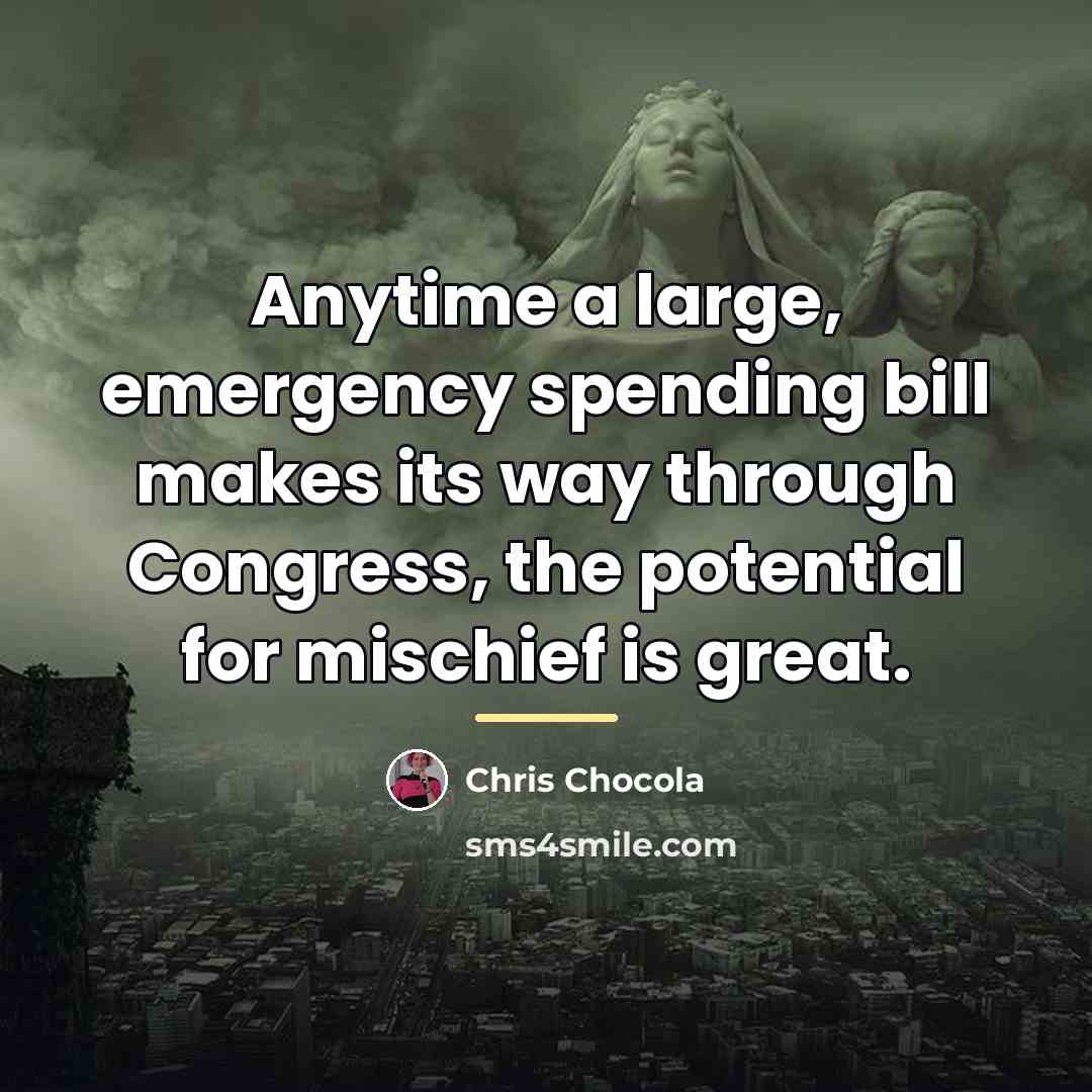 “Anytime a large, emergency spending bill makes its way through…” quote by Chris Chocola