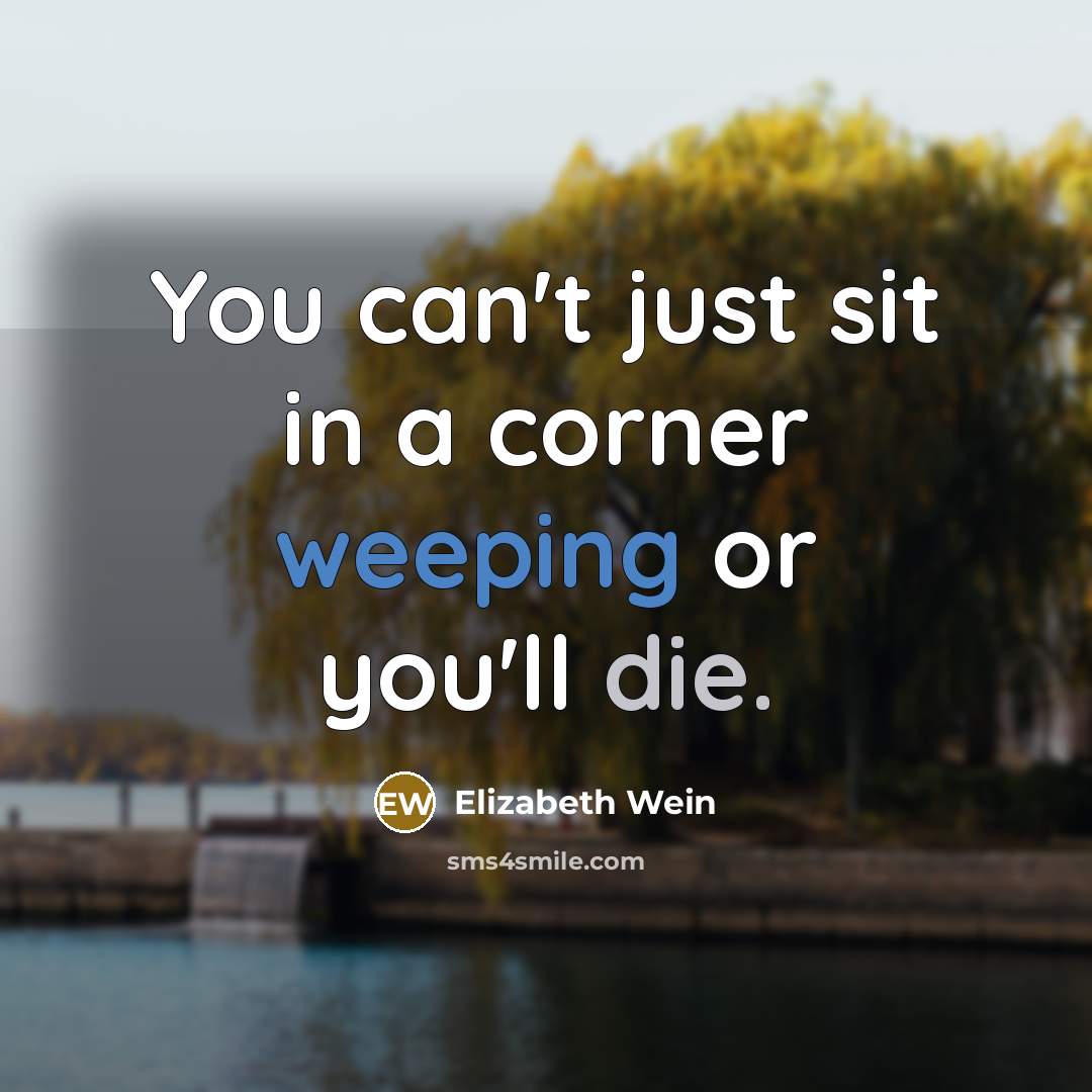 “You can't just sit in a corner weeping or you'll…” quote by Elizabeth Wein