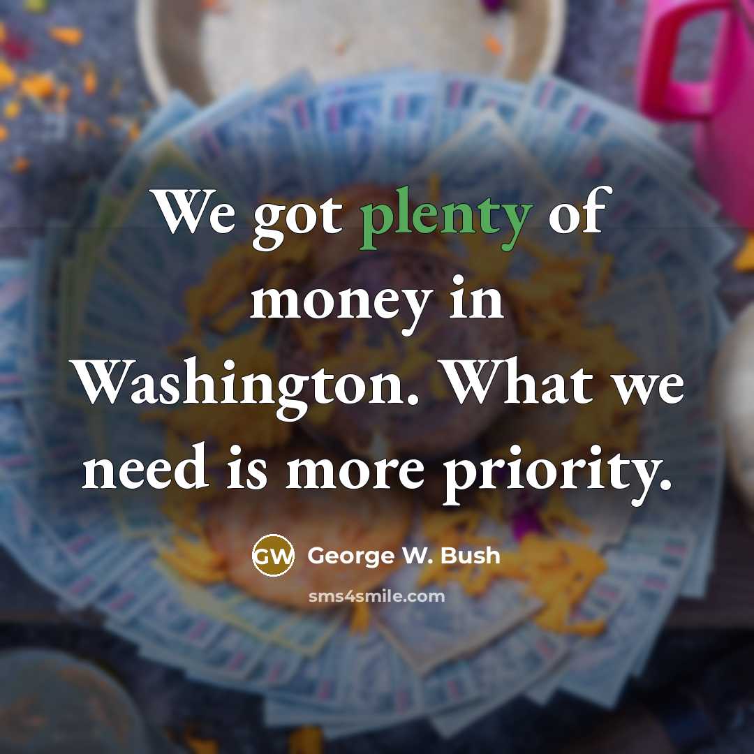 “We got plenty of money in Washington. What we need…” quote by George W. Bush