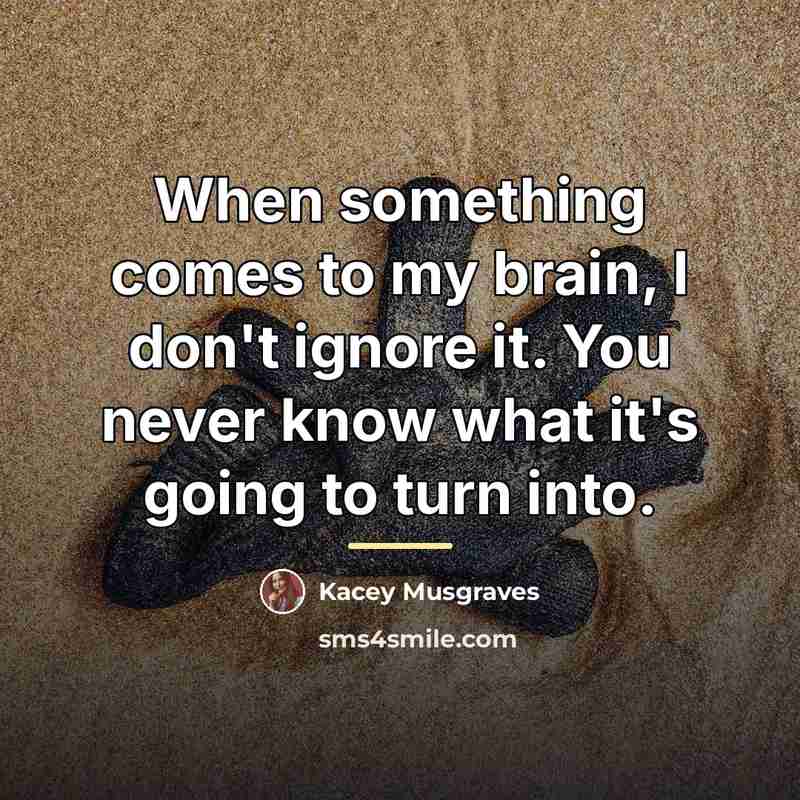 “When something comes to my brain, I don't ignore it.…” quote by Kacey Musgraves