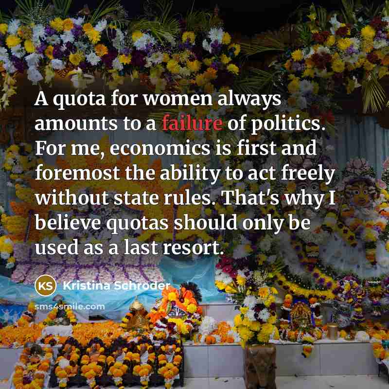 “A quota for women always amounts to a failure of…” quote by Kristina Schroder
