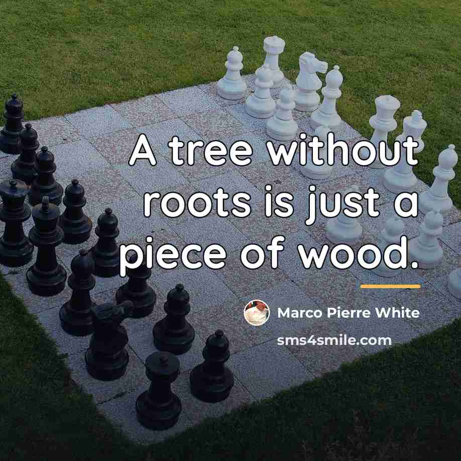 “A tree without roots is just a piece of wood.…” quote by Marco Pierre White