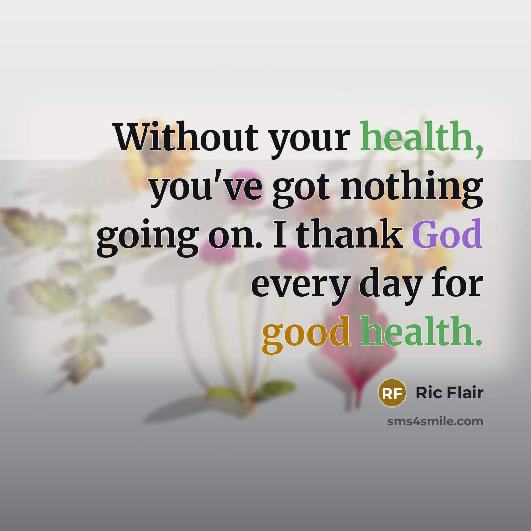 “Without your health, you've got nothing going on. I thank…” quote by Ric Flair