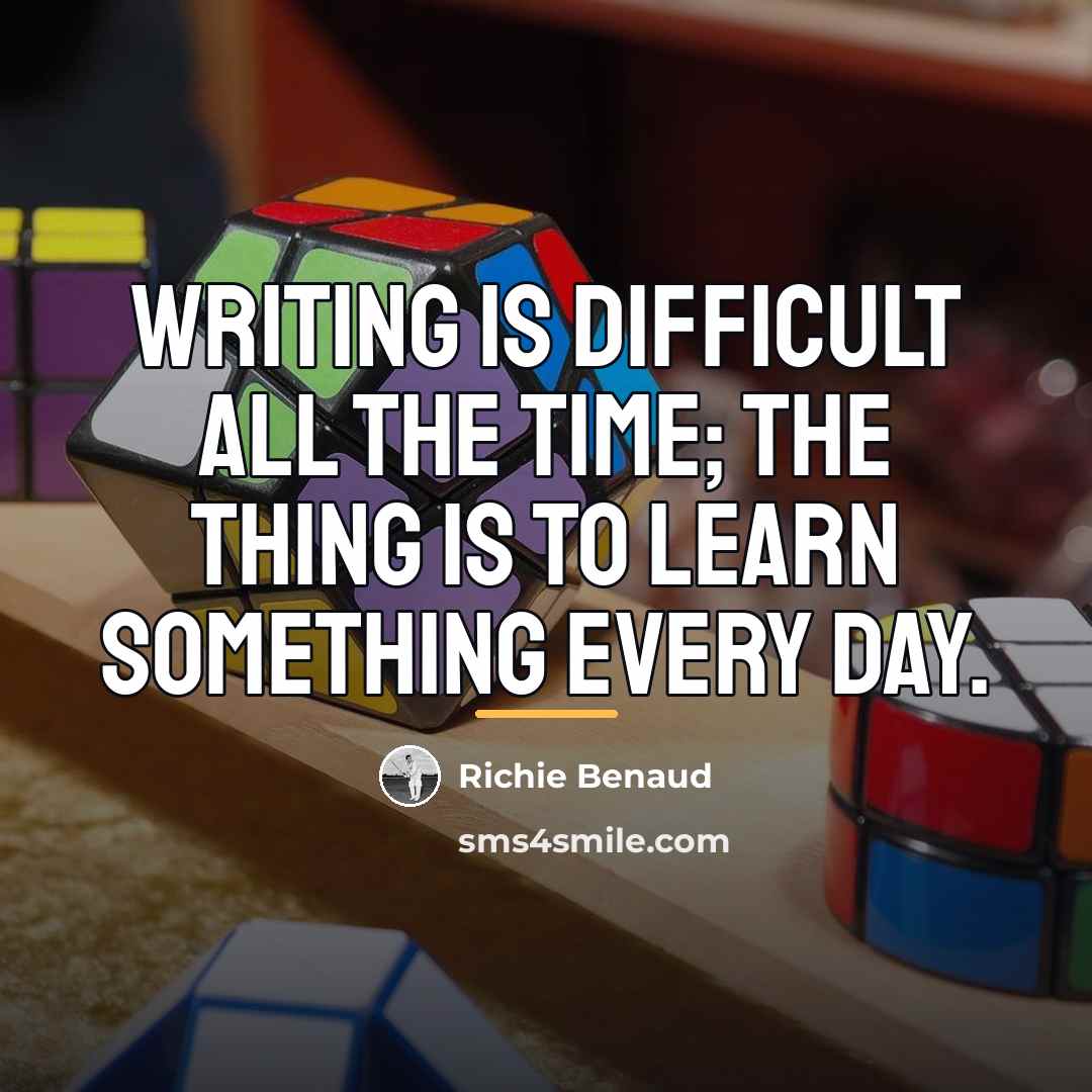 “Writing is difficult all the time; the thing is to…” quote by Richie Benaud