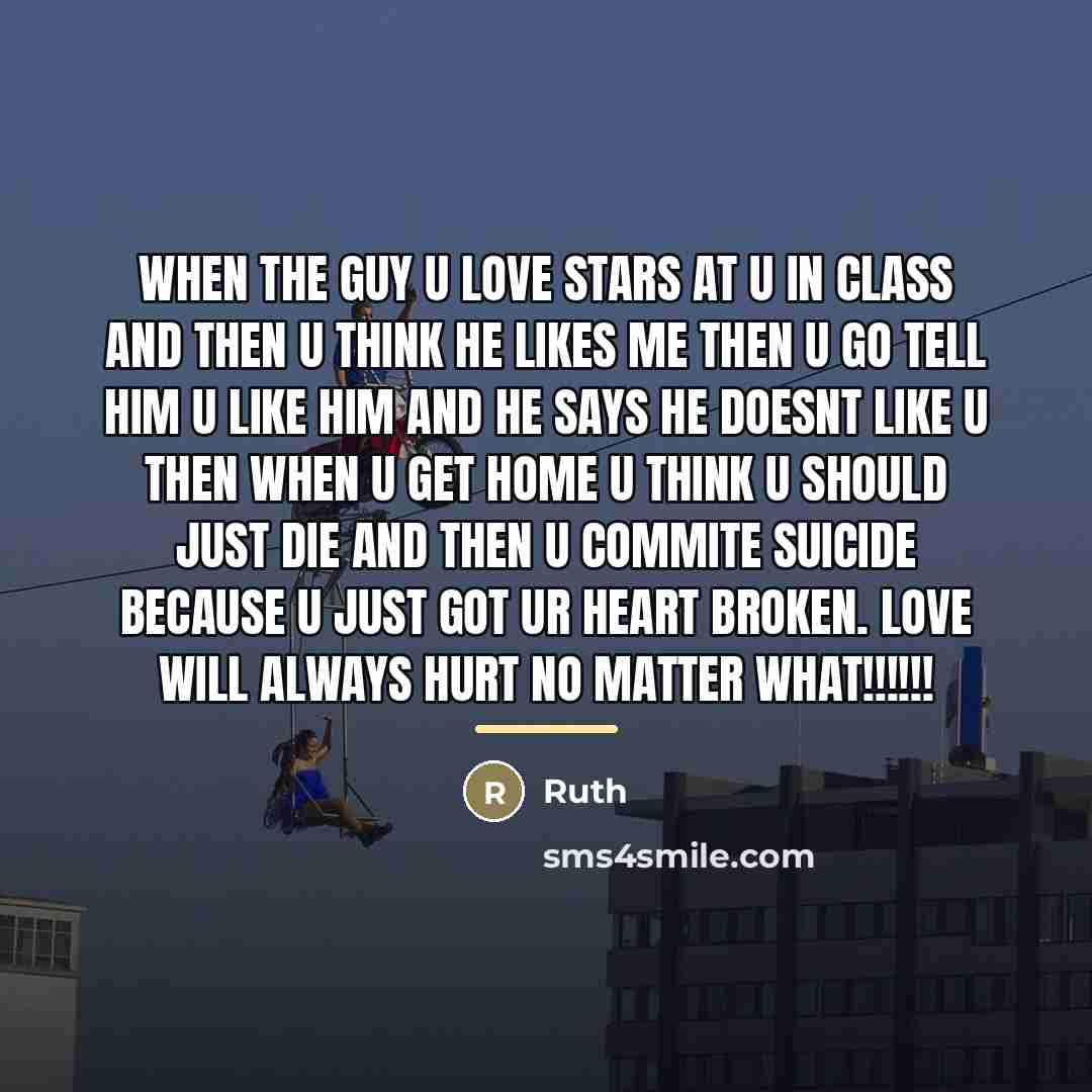 “When the guy u love stars at u in class…” quote by Ruth