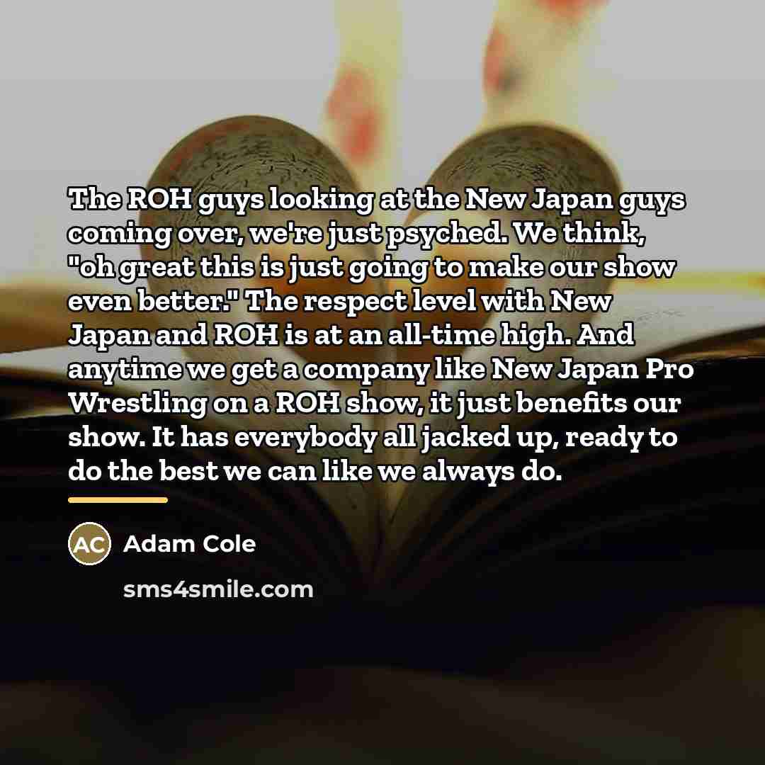 “The ROH guys looking at the New Japan guys coming…” quote by Adam Cole