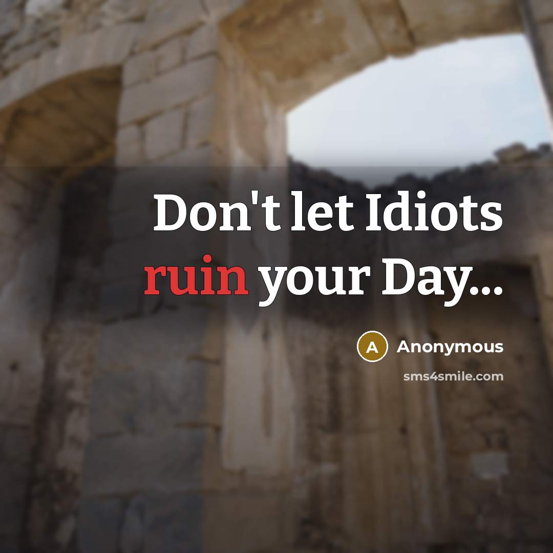 “Don't let Idiots ruin your Day...…” quote by Anonymous
