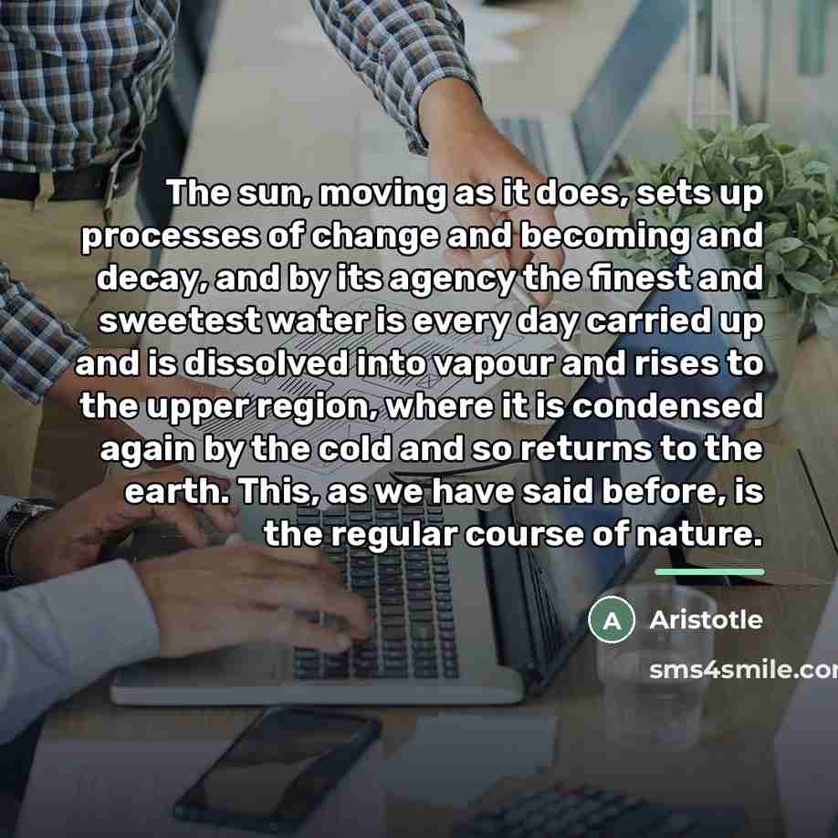 “The sun, moving as it does, sets up processes of…” quote by Aristotle