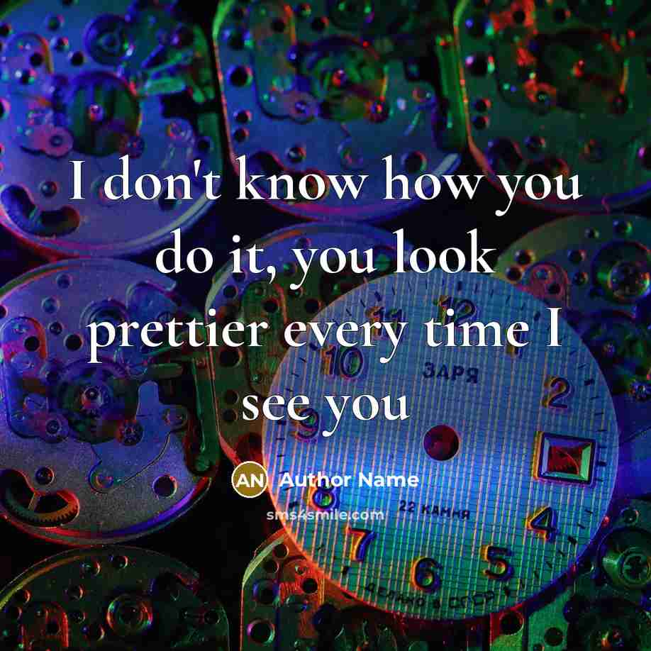 “I don't know how you do it, you look prettier every time I see you” quote by Author Name