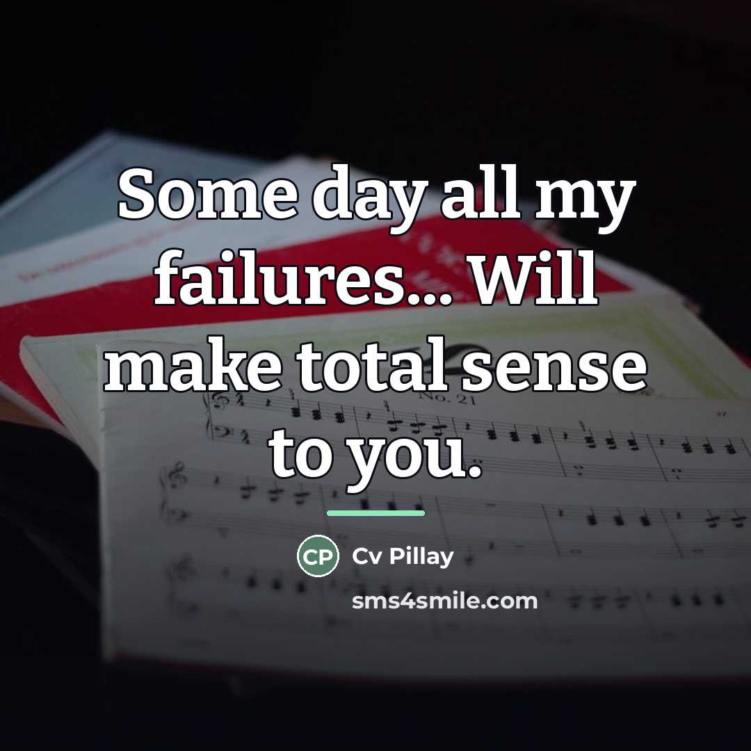 “Some day all my failures... Will make total sense to…” quote by Cv Pillay