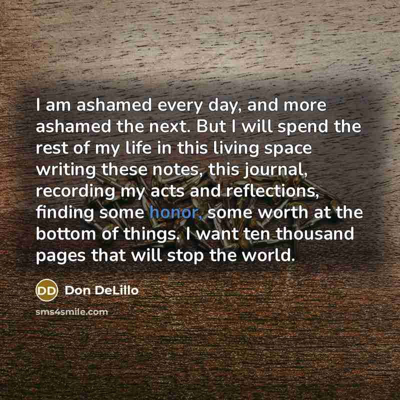 “I am ashamed every day, and more ashamed the next.…” quote by Don DeLillo