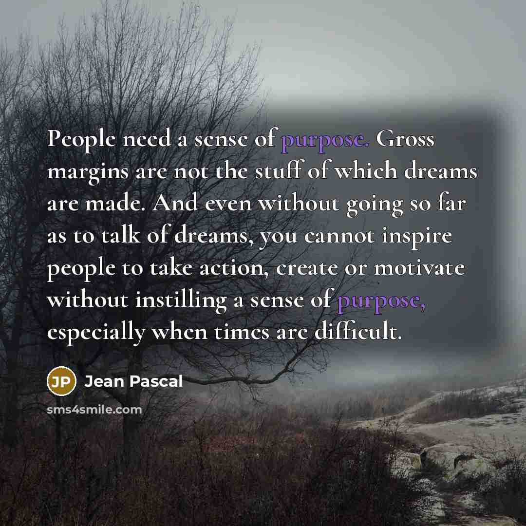 “People need a sense of purpose. Gross margins are not…” quote by Jean Pascal
