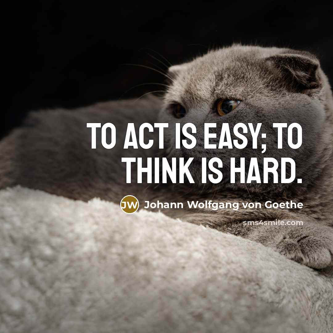 “To act is easy; to think is hard.…” quote by Johann Wolfgang von Goethe