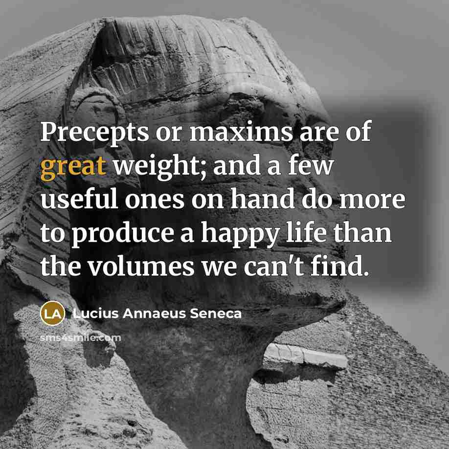 “Precepts or maxims are of great weight; and a few…” quote by Lucius Annaeus Seneca
