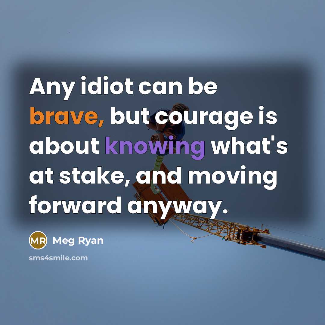 “Any idiot can be brave, but courage is about knowing…” quote by Meg Ryan