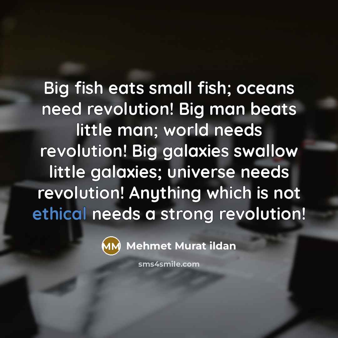 “Big fish eats small fish; oceans need revolution! Big man…” quote by Mehmet Murat Ildan