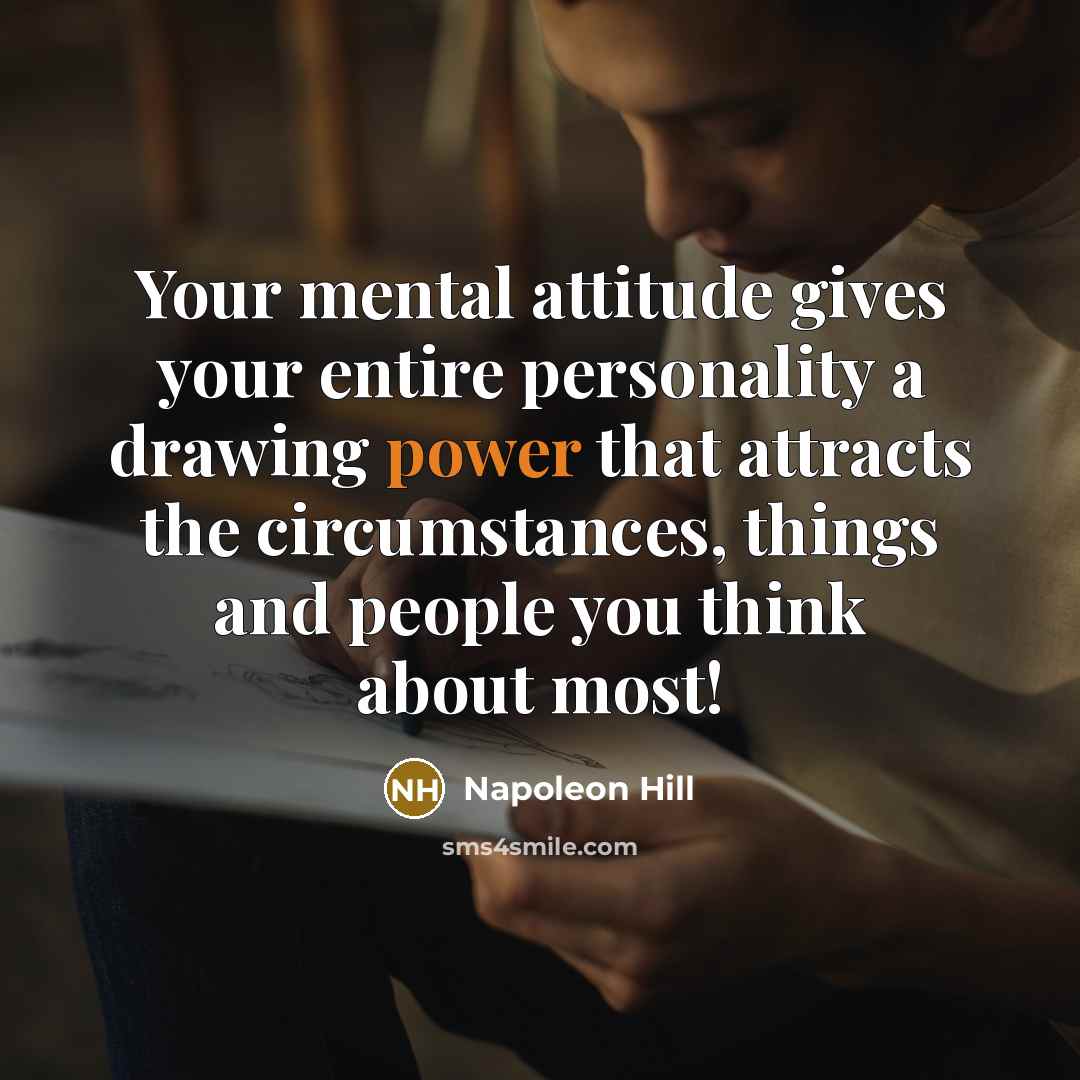 “Your mental attitude gives your entire personality a drawing power…” quote by Napoleon Hill