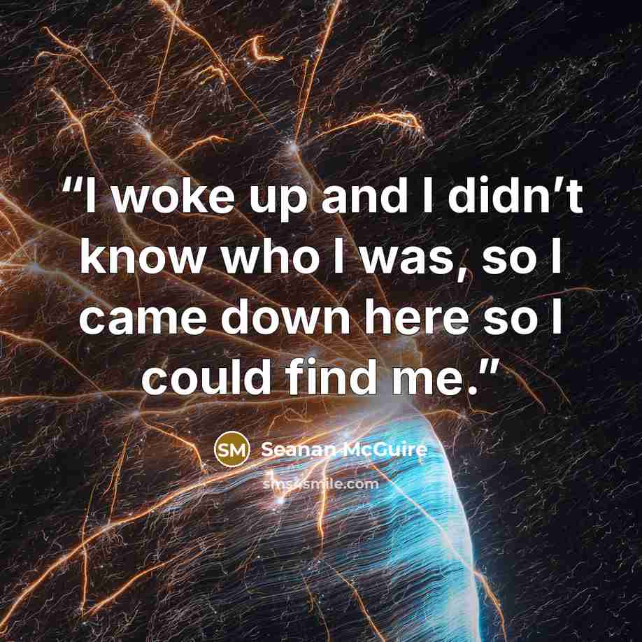 “I woke up and I didn’t know who I was, so I came down here so I could find me.” quote by Seanan McGuire