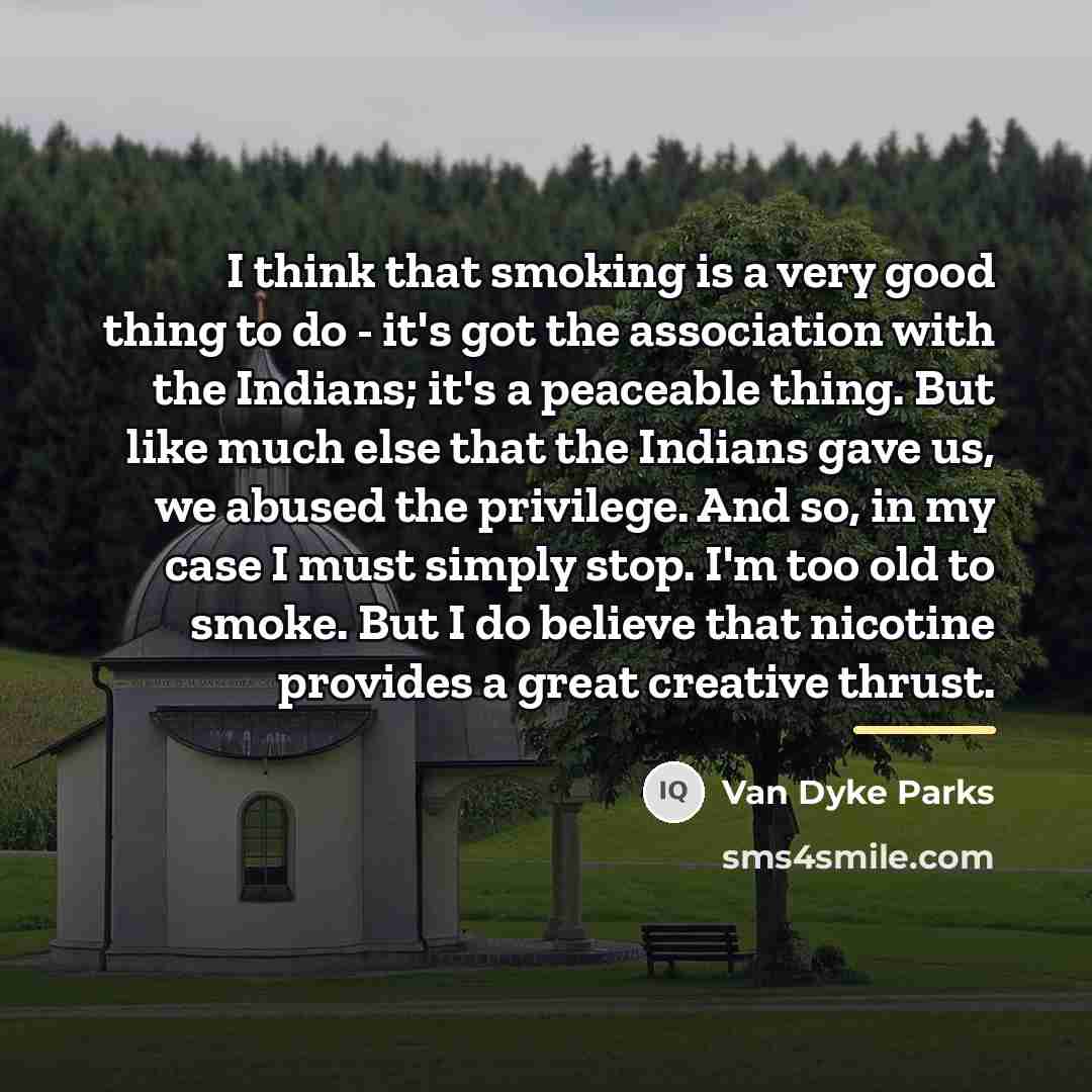 “I think that smoking is a very good thing to…” quote by Van Dyke Parks