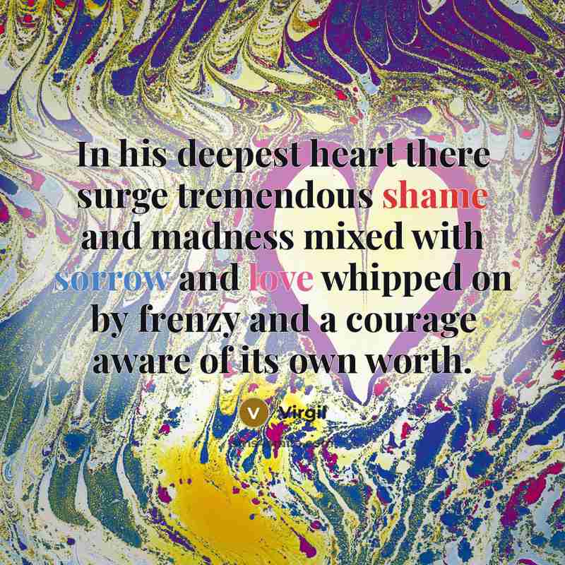 “In his deepest heart there surge tremendous shame and madness…” quote by Virgil