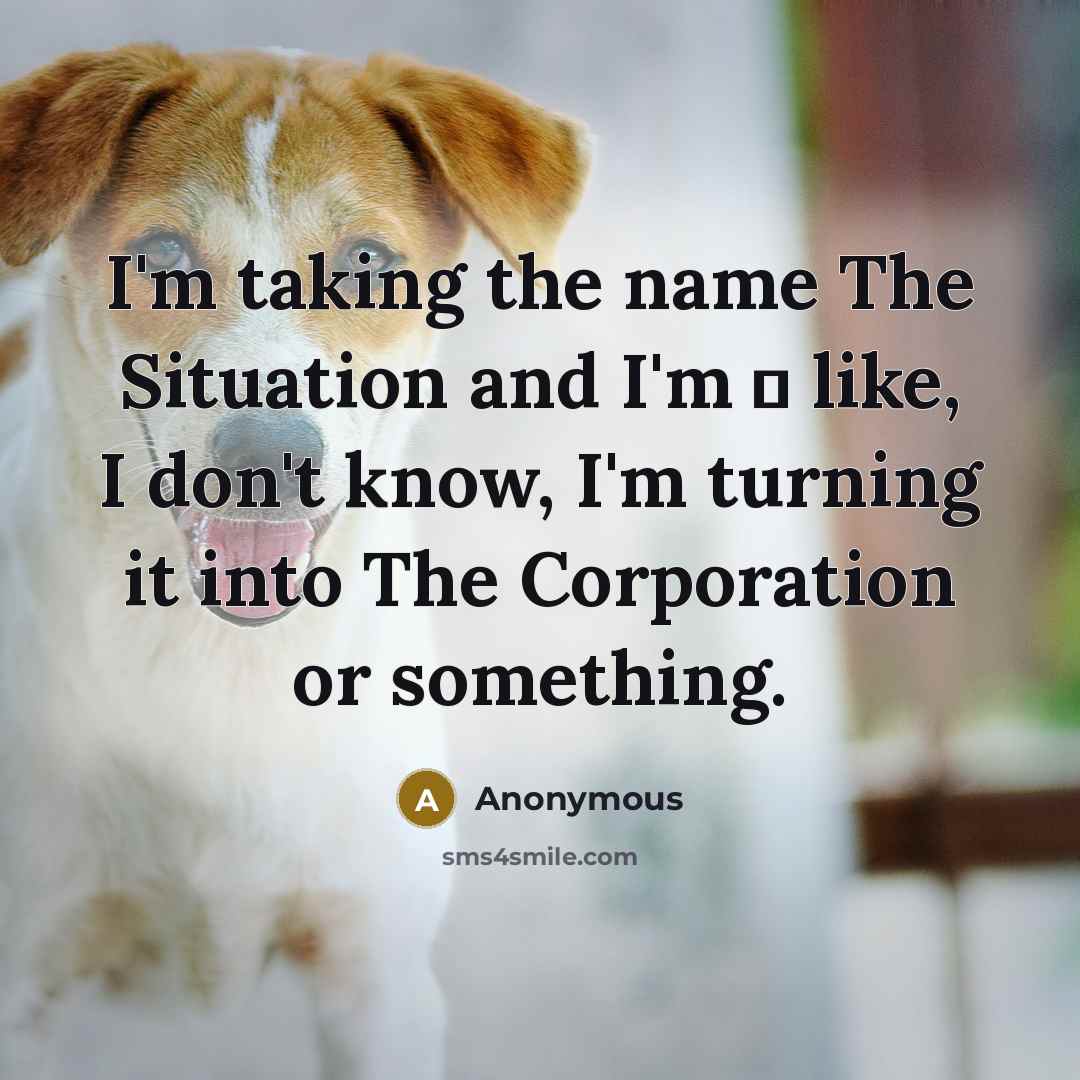 “I'm taking the name The Situation and I'm � like, I don't know, I'm turning it into The Corporation or something.” quote by Anonymous