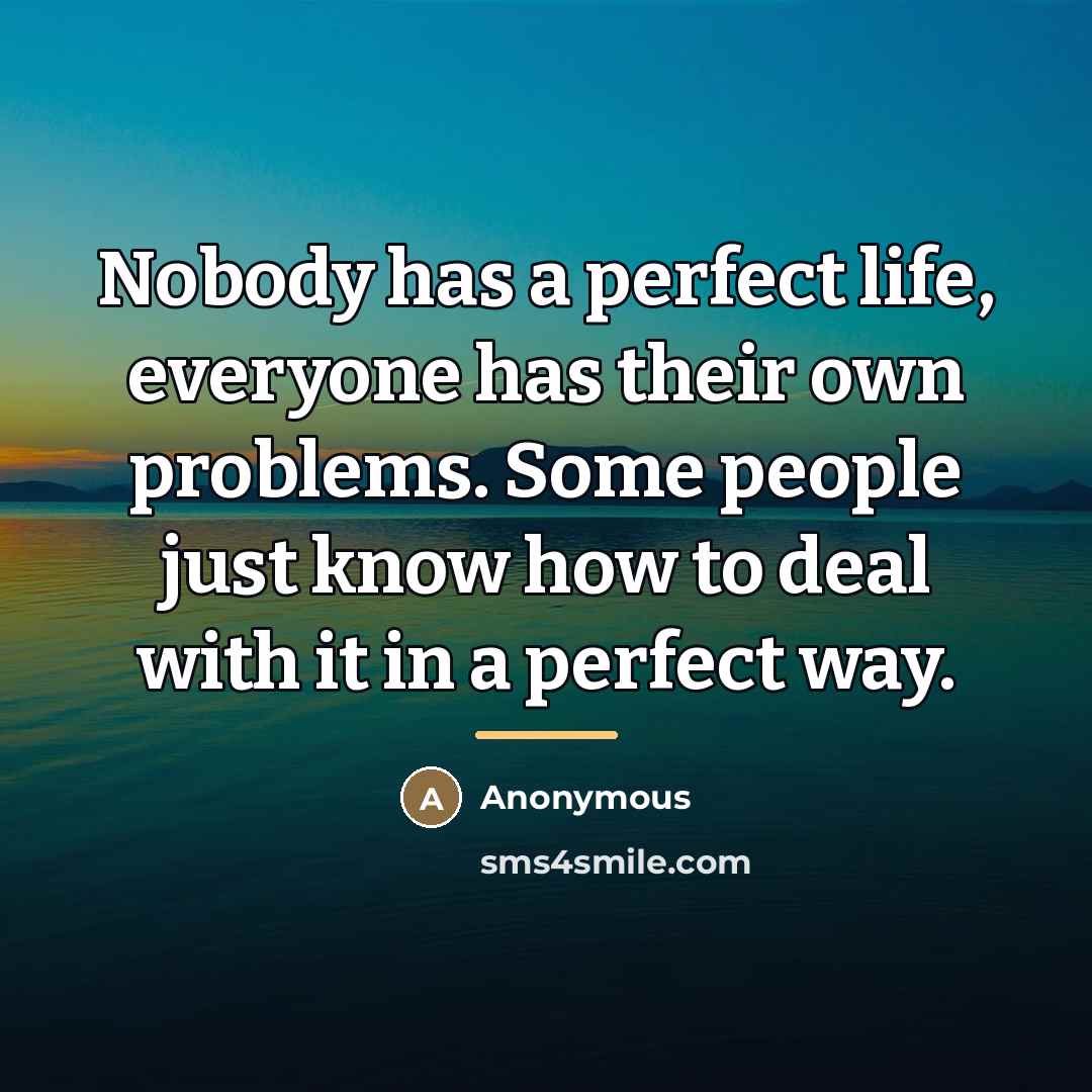 “Nobody has a perfect life, everyone has their own problems.…” quote by Anonymous