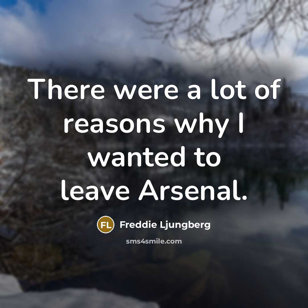 “There were a lot of reasons why I wanted to…” quote by Freddie Ljungberg