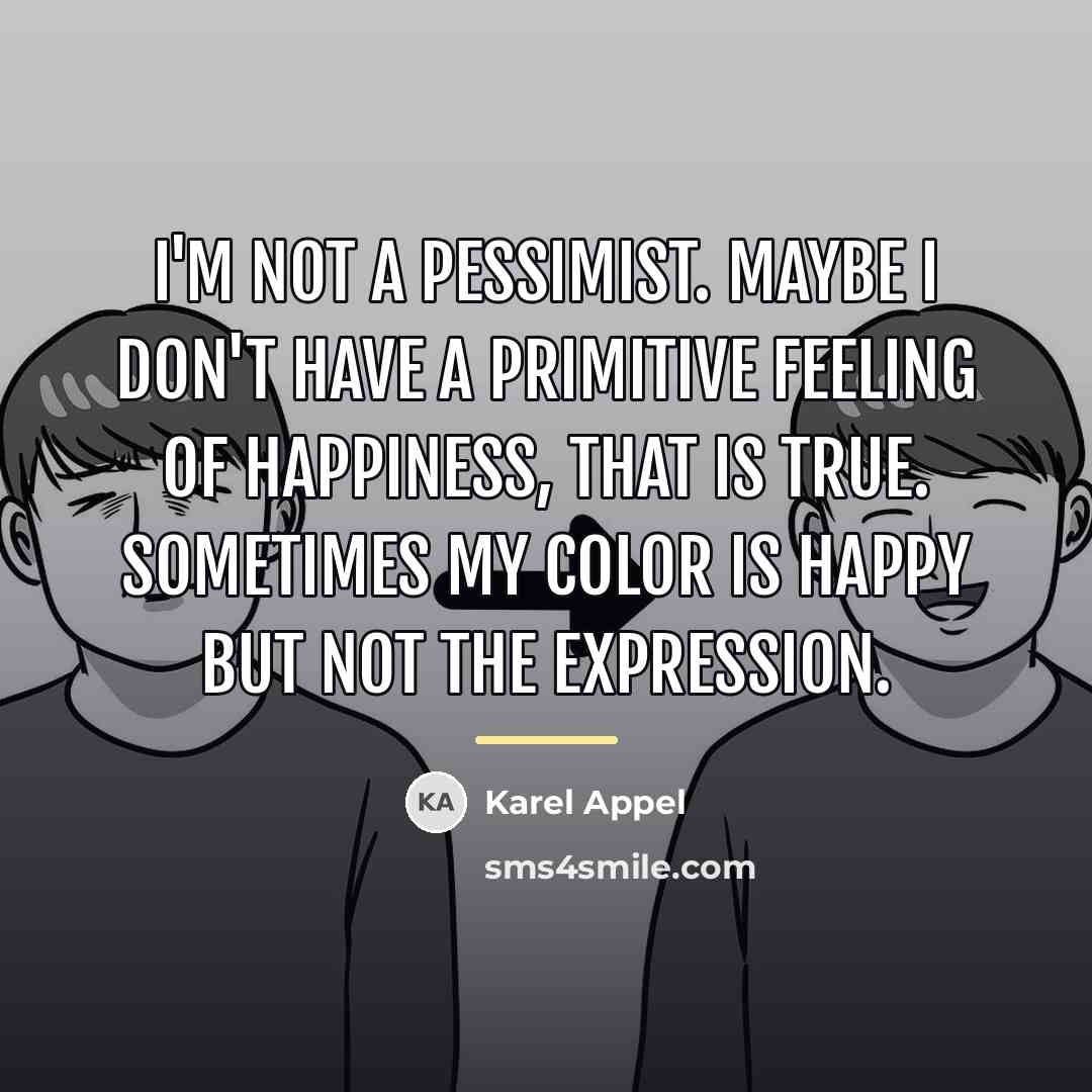 “I'm not a pessimist. Maybe I don't have a primitive…” quote by Karel Appel