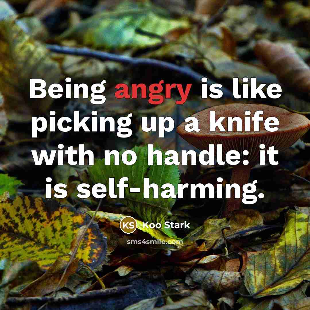 “Being angry is like picking up a knife with no…” quote by Koo Stark