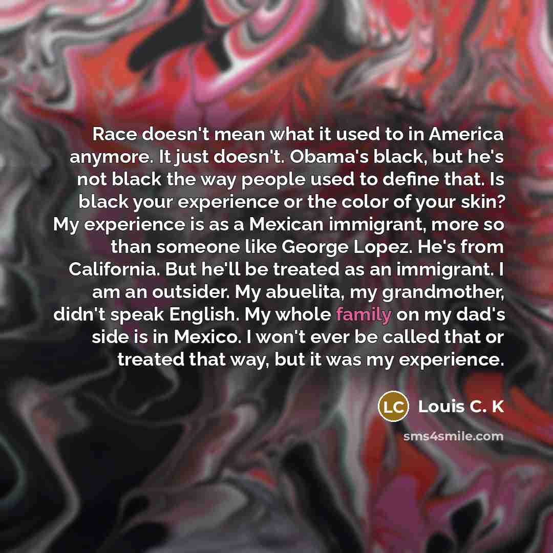 “Race doesn't mean what it used to in America anymore.…” quote by Louis C. K