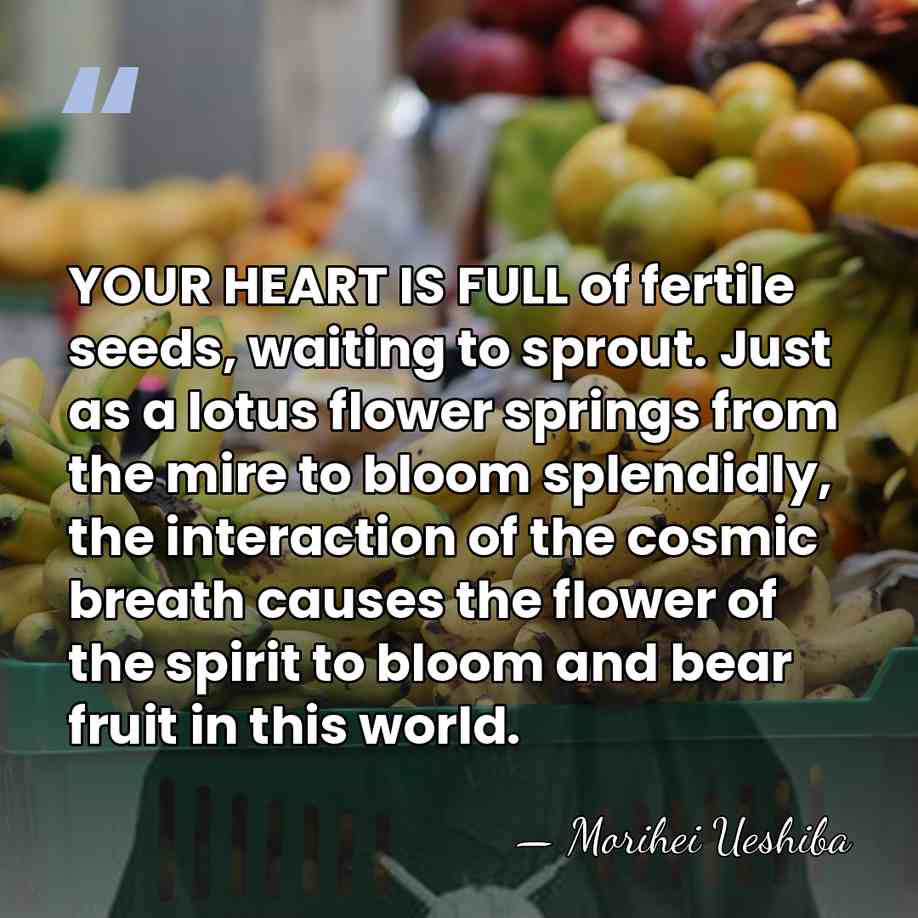 YOUR HEART IS FULL of fertile seeds, waiting to sprout. Just as&hellip; - Morihei Ueshiba