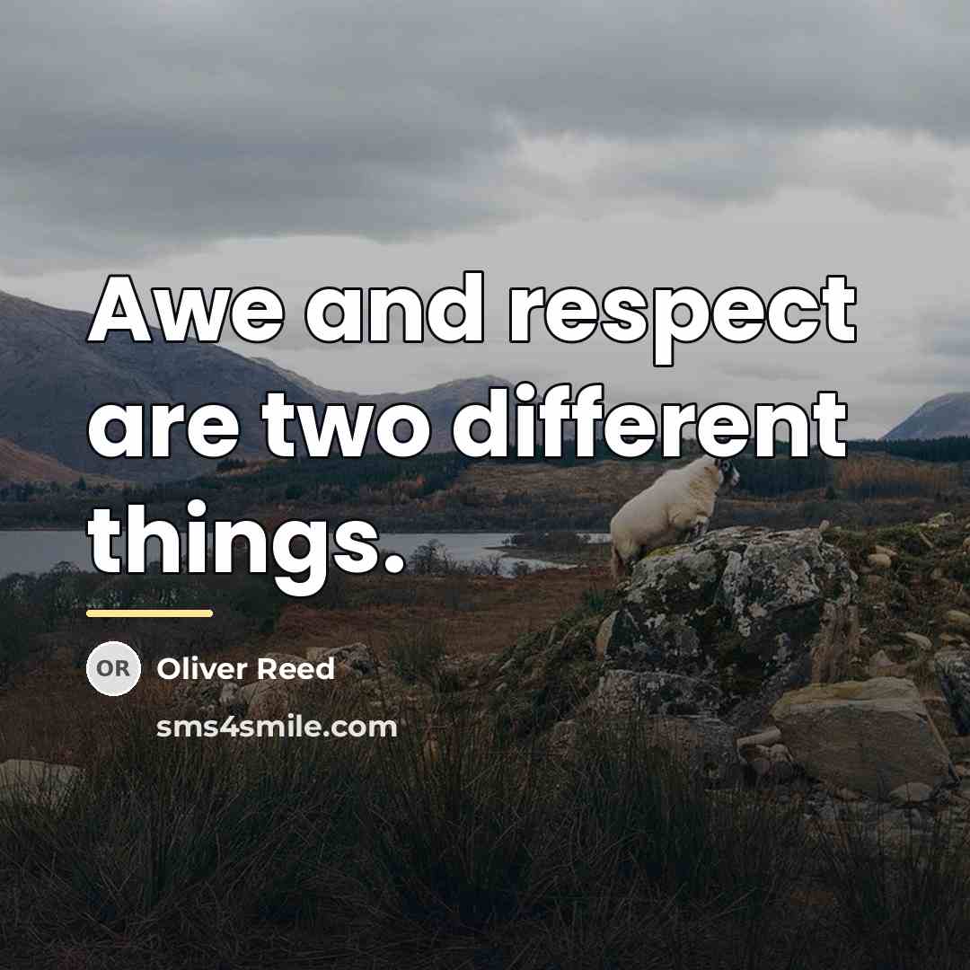 “Awe and respect are two different things.…” quote by Oliver Reed