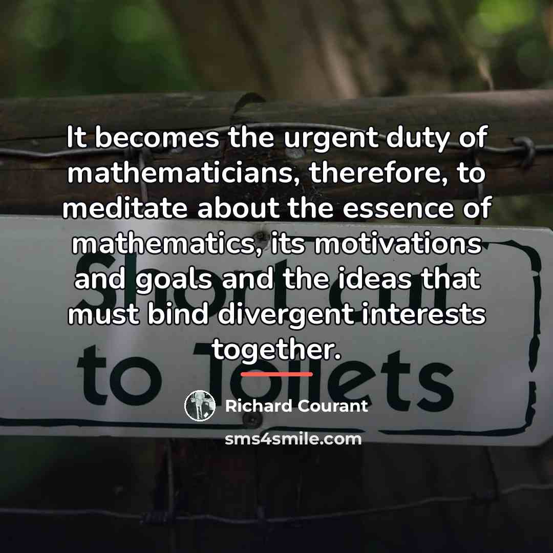 “It becomes the urgent duty of mathematicians, therefore, to meditate…” quote by Richard Courant
