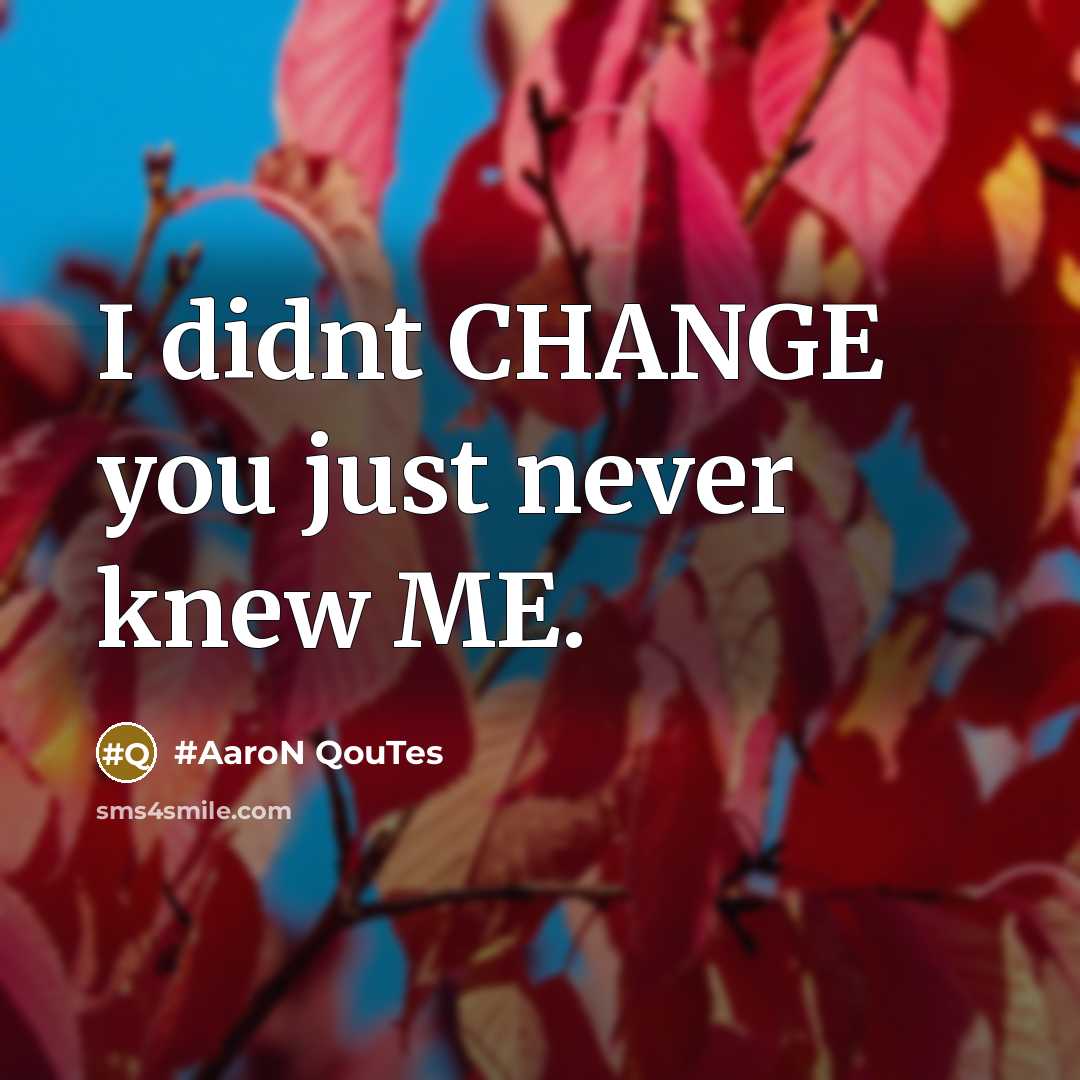 “I didnt CHANGE you just never knew ME.…” quote by #AaroN QouTes