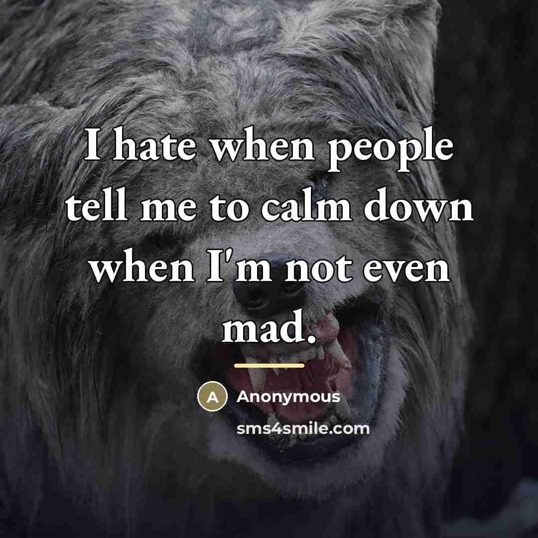 “I hate when people tell me to calm down when…” quote by Anonymous