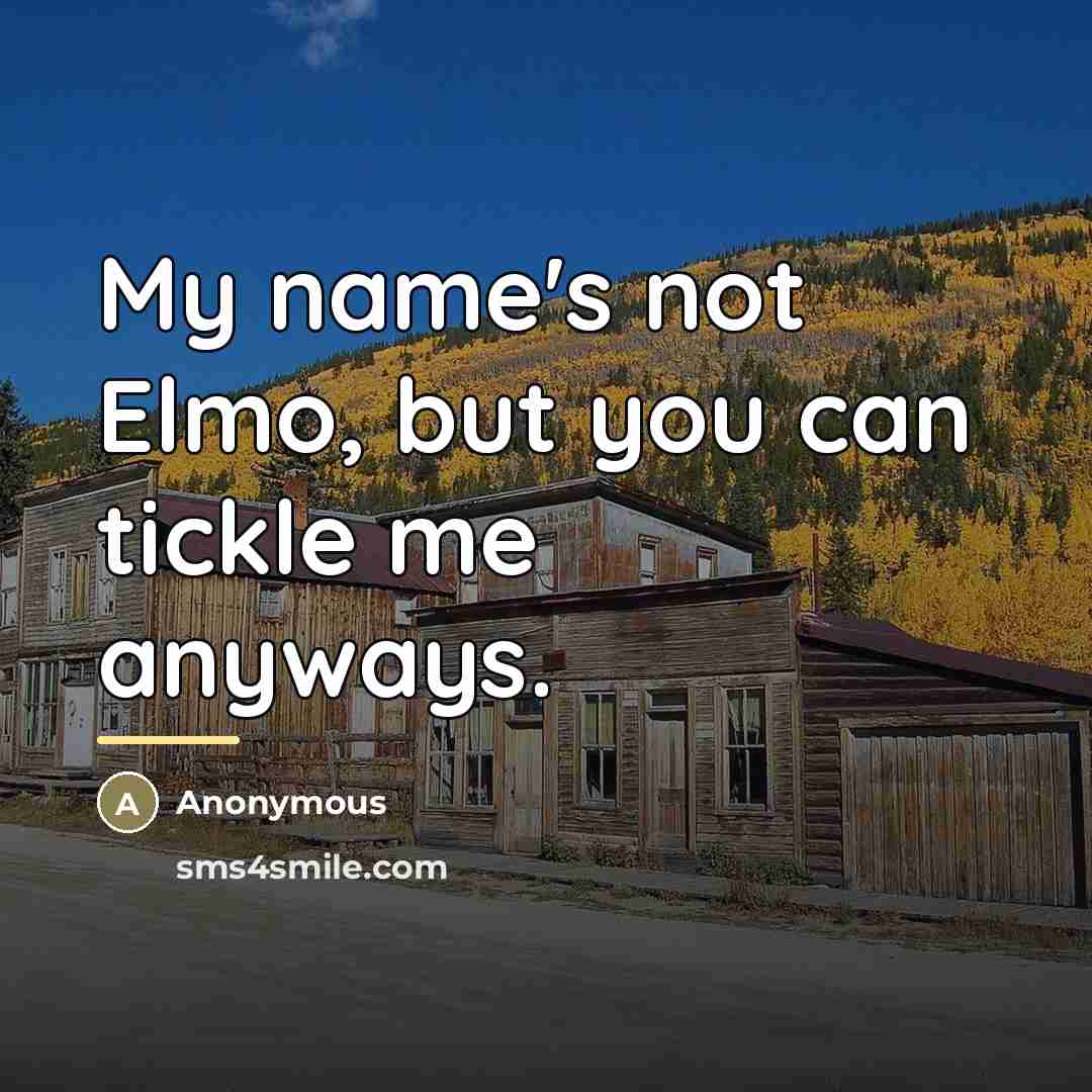 “My name's not Elmo, but you can tickle me anyways.…” quote by Anonymous