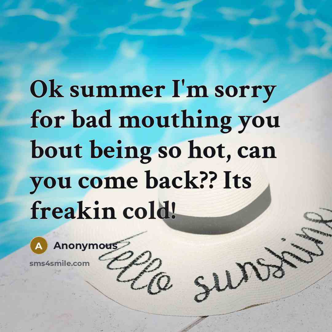 “Ok summer I'm sorry for bad mouthing you bout being…” quote by Anonymous
