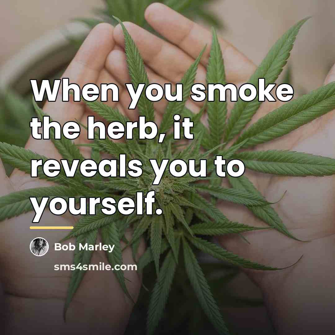 “When you smoke the herb, it reveals you to yourself.…” quote by Bob Marley
