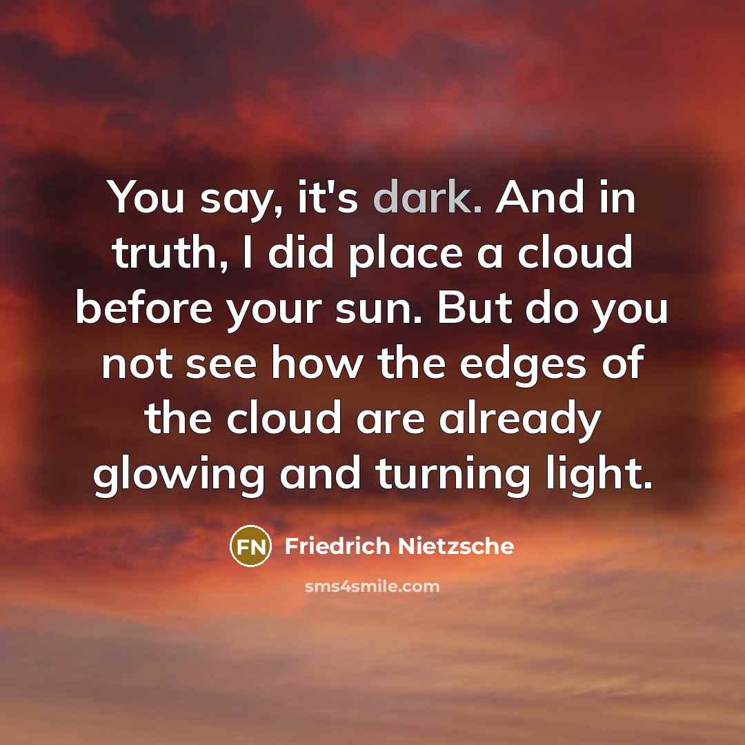 “You say, it's dark. And in truth, I did place…” quote by Friedrich Nietzsche