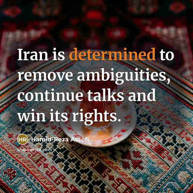 “Iran is determined to remove ambiguities, continue talks and win…” quote by Hamid-Reza Assefi