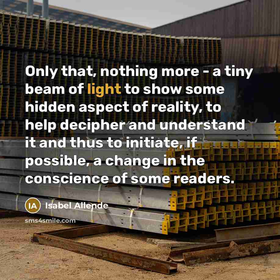 “Only that, nothing more - a tiny beam of light…” quote by Isabel Allende