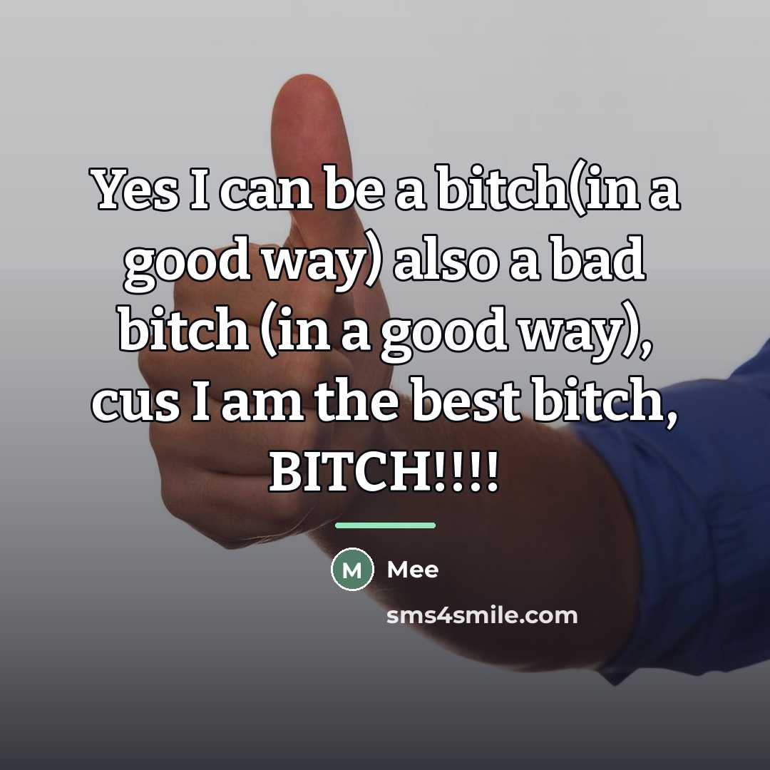 “Yes I can be a bitch(in a good way) also…” quote by Mee