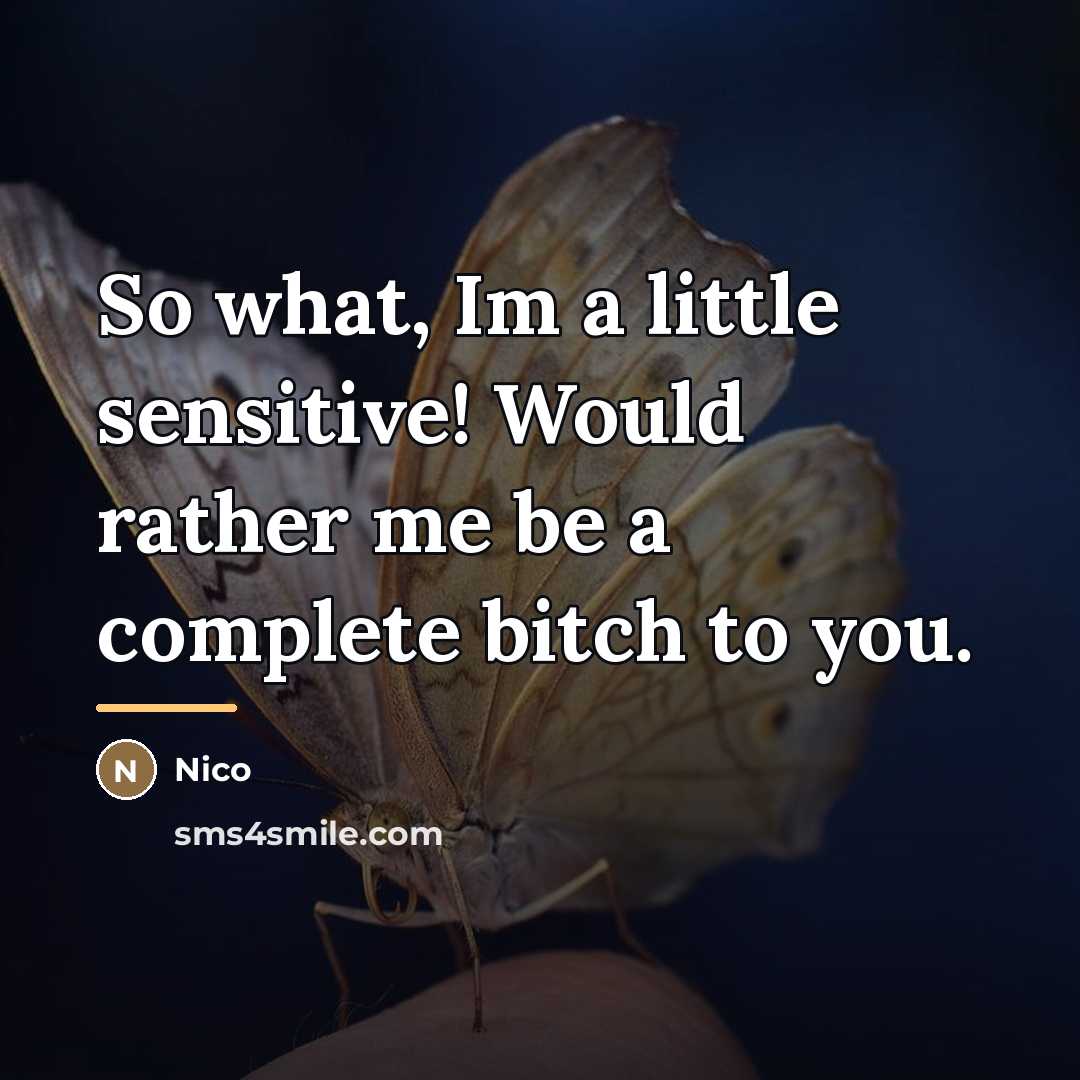 “So what, Im a little sensitive! Would rather me be…” quote by Nico