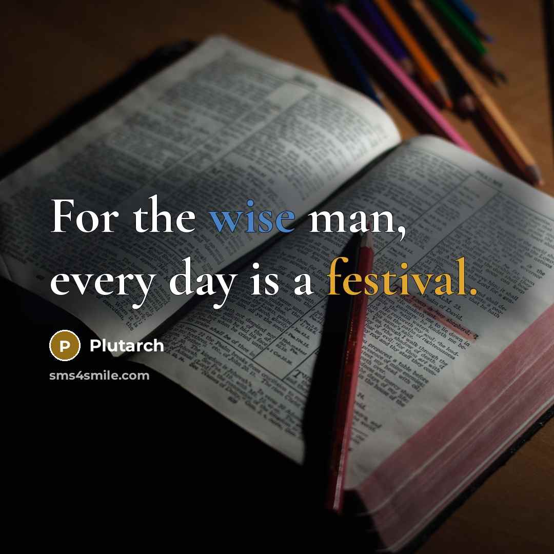 “For the wise man, every day is a festival.…” quote by Plutarch